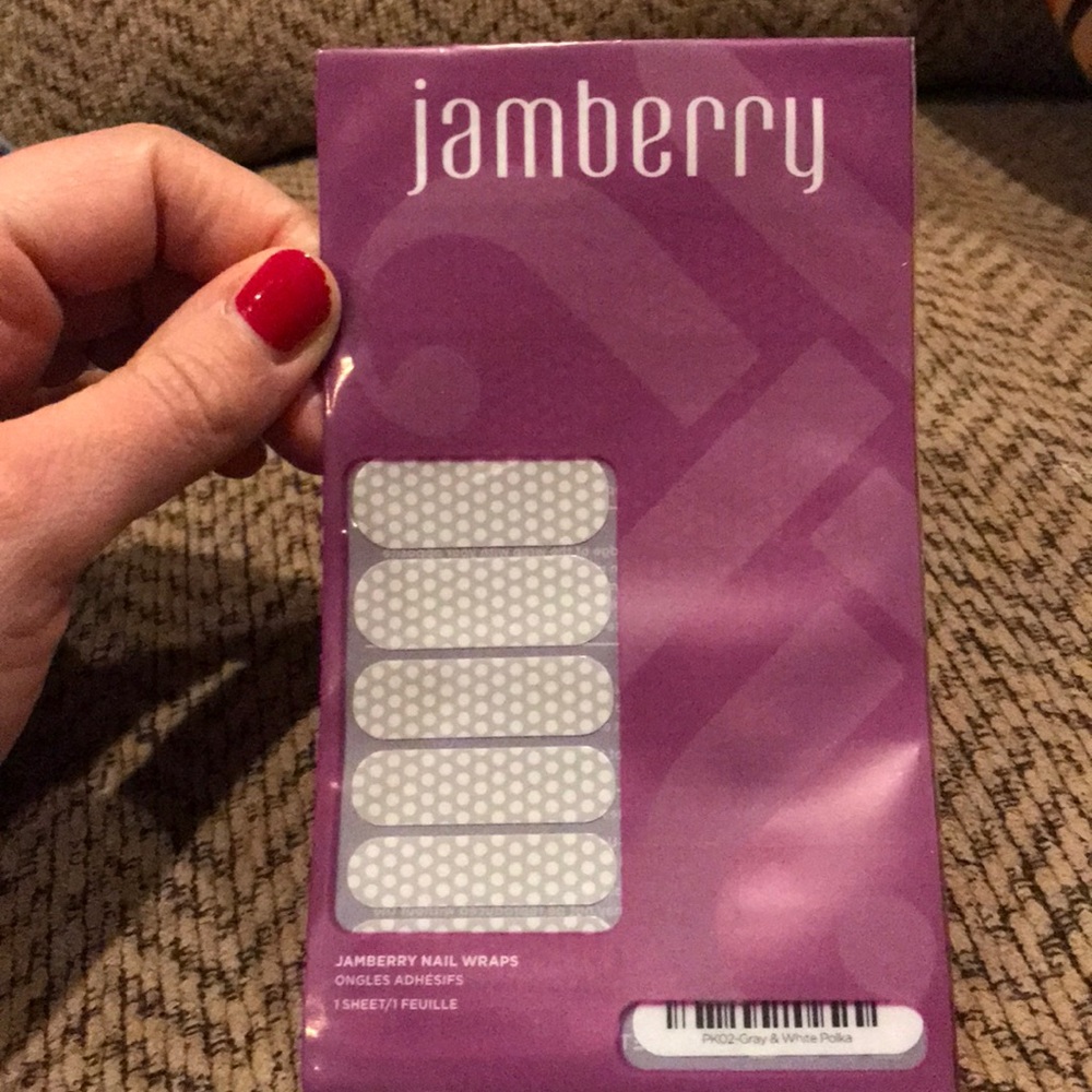 Jamberry Gray and White Polka nail wraps
